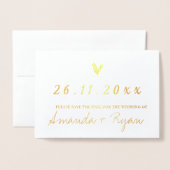 Minimalistisch echt Folie fotohuwelijk sparen de d Kaarten (Voorkant met envelop)