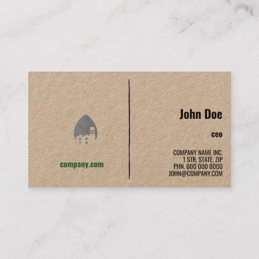 Minimalistisch Eco Kraft-Visitekaartje Visitekaartje (Achterkant)