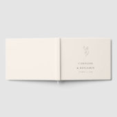 Minimalistisch Ecru Bloemenlijn Kunst Bruiloft Cus Gastenboek (Volledig)