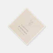 Minimalistisch Ecru Bloemenlijn Kunst Bruiloft Cus Servet (Hoek)