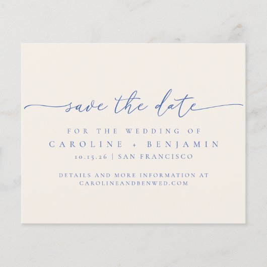 Minimalistisch Ecru Blue-script met budgetbeperkin (Voorkant)