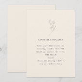 Minimalistisch Ecru Floral Line Art Elegant Weddin Kaart (Voorkant / Achterkant)