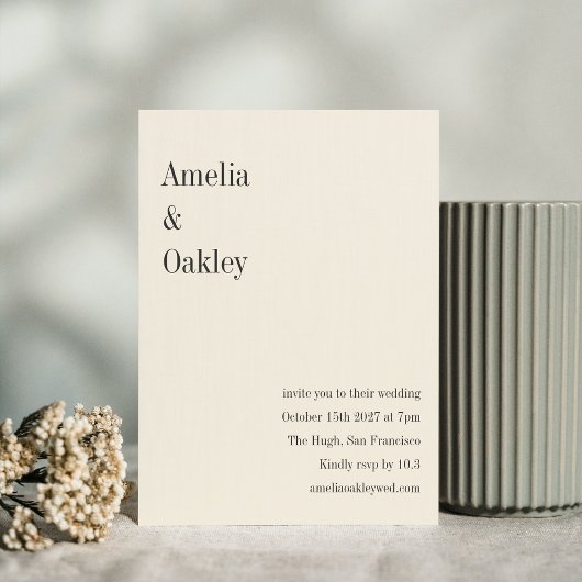 Minimalistisch Ecru zwart Elegant chique moderne b Kaart