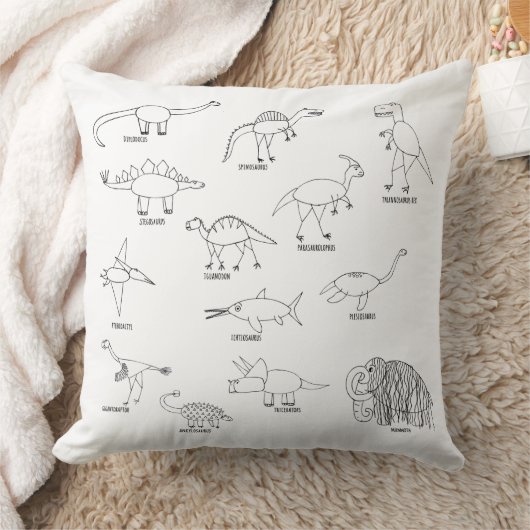 Minimalistisch educatief dinosaurus-Kind Kussen (Deken)
