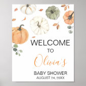 Minimalistisch een beetje pompoen Baby shower welk Poster (Voorkant)