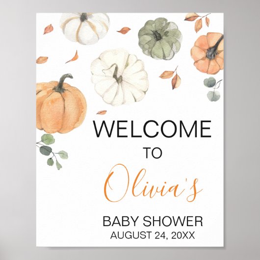 Minimalistisch een beetje pompoen Baby shower welk Poster (Voorkant)