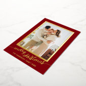 Minimalistisch één foto-script Kerstmis Folie Feestdagenkaart (Gedraaid)