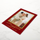 Minimalistisch één foto-script vrolijk kerstfeest folie feestdagenkaart (Gedraaid)