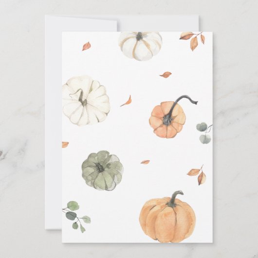 Minimalistisch Een Klein Pompoen Baby shower Kaart (Achterkant)