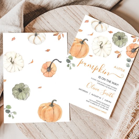 Minimalistisch Een Klein Pompoen Baby shower Kaart