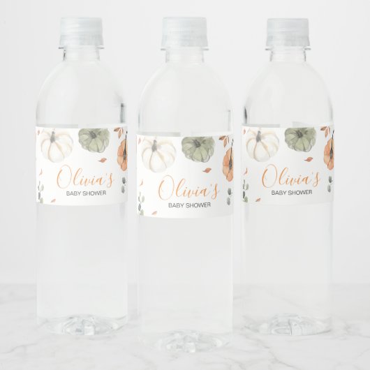 Minimalistisch Een Klein Pompoen Baby shower Waterfles Etiket (Flessen)
