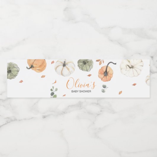 Minimalistisch Een Klein Pompoen Baby shower Waterfles Etiket (Enkel label)