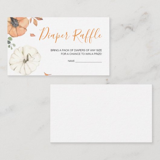 Minimalistisch Een Kleine Pompoen Luier Raffle Informatiekaartje (Voorkant / Achterkant)