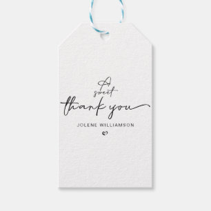 Minimalistisch Een Lieve Dank Je Script Hart Cadeaulabel