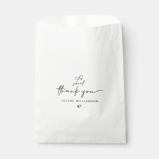 Minimalistisch Een Mooie Bedankt Script Hart Bedankzakje (Voorkant)