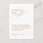 Minimalistisch: een opmerking over cadeaus voor we informatiekaartje (Voorkant)
