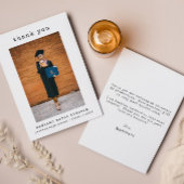 Minimalistisch eenvoudig Afstuderen foto dank u Notitiekaartje