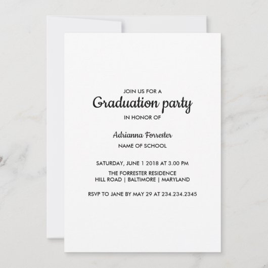 Minimalistisch eenvoudig Afstuderen script | Vier Kaart (Achterkant)