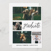 Minimalistisch eenvoudig Afstuderen script | Vier Kaart (Voorkant / Achterkant)