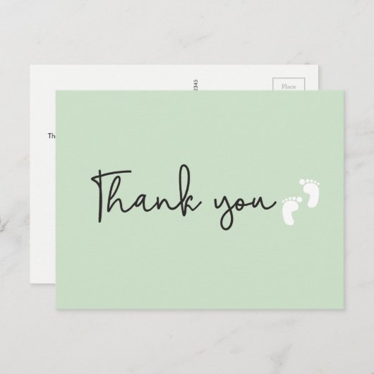 Minimalistisch eenvoudig Baby shower dank u Groen Briefkaart (Voorkant / Achterkant)