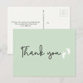 Minimalistisch eenvoudig Baby shower dank u Groen Briefkaart