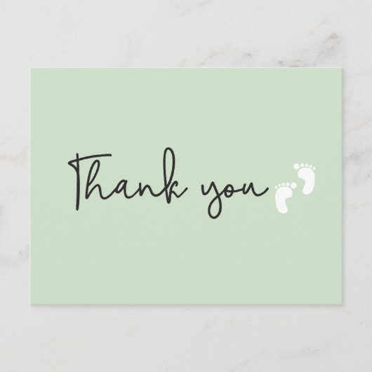 Minimalistisch eenvoudig Baby shower dank u Groen Briefkaart (Voorkant)