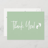 Minimalistisch Eenvoudig Baby shower dank u Groen Briefkaart (Voorkant / Achterkant)