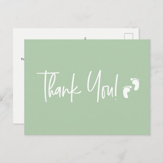 Minimalistisch Eenvoudig Baby shower dank u Groen Briefkaart (Voorkant / Achterkant)