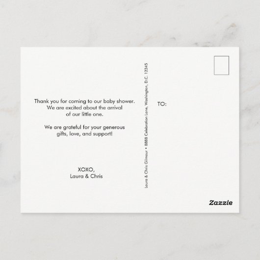 Minimalistisch Eenvoudig Baby shower dank u Groen Briefkaart (Achterkant)