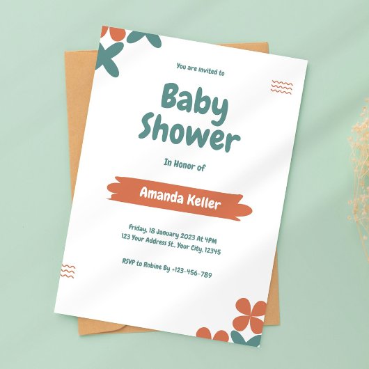 Minimalistisch eenvoudig Baby shower Kaart