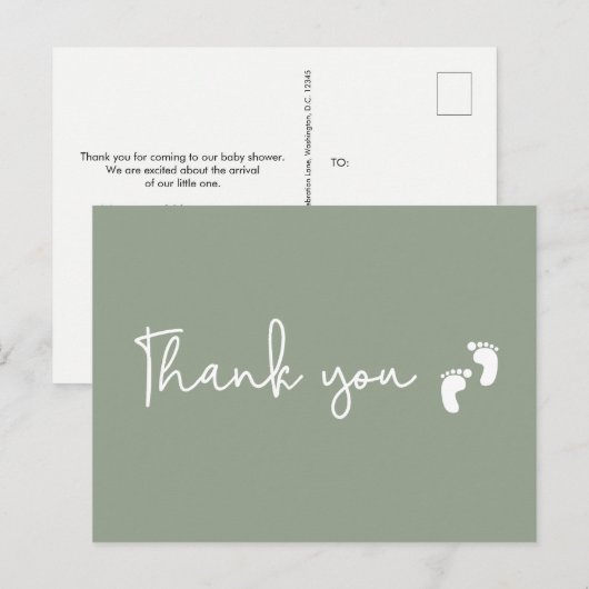 Minimalistisch eenvoudig Baby shower Sage Green Briefkaart (Voorkant / Achterkant)