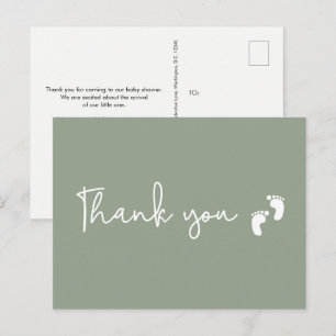 Minimalistisch eenvoudig Baby shower Sage Green Briefkaart