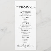 Minimalistisch eenvoudig basis Baby shower voedsel Menu (Voorkant)