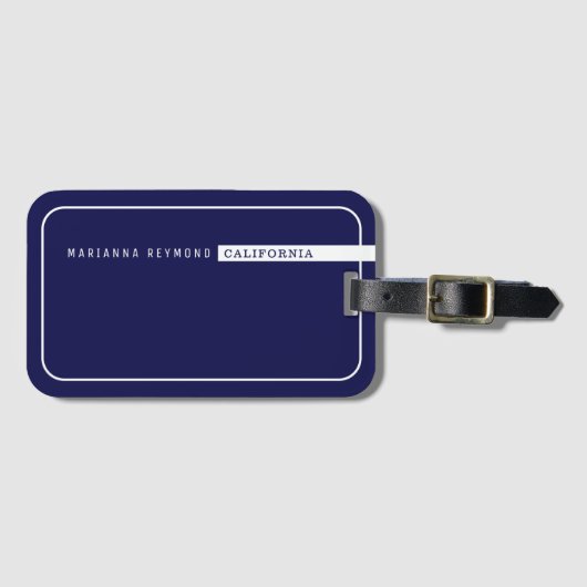 Minimalistisch eenvoudig basis modern blauw bagagelabel (Voorkant (horizontaal))