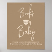 Minimalistisch eenvoudig Beer Baby shower boek voo Poster (Voorkant)