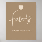 Minimalistisch eenvoudig Beer Baby shower Favors Poster (Voorkant)