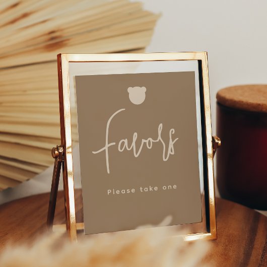 Minimalistisch eenvoudig Beer Baby shower Favors Poster