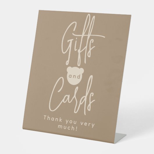 Minimalistisch eenvoudig Beer Baby shower Gifts en Reclamebord Met Voetstuk (Voorkant)