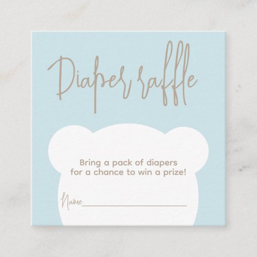 Minimalistisch eenvoudig beer Baby shower-luierver Informatiekaartje (Voorkant)