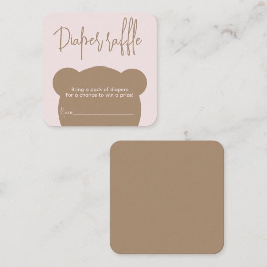 Minimalistisch eenvoudig beer Baby shower-luierver Informatiekaartje (Voorkant / Achterkant)