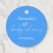 Minimalistisch eenvoudig blauw Baby shower Bedankjes Labels (Voorkant)