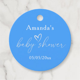 Minimalistisch eenvoudig blauw Baby shower Bedankjes Labels