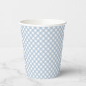 Minimalistisch eenvoudig blauw gingham geruite pat papieren bekers (Links)