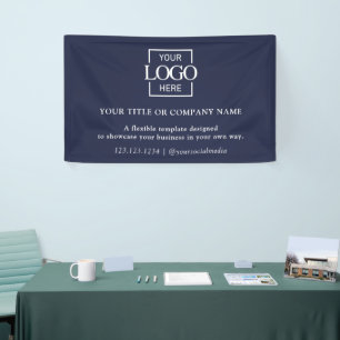 Minimalistisch Eenvoudig Blauw Zakelijk Logo Profe Spandoek