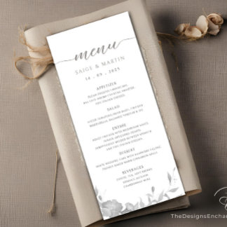 Minimalistisch Eenvoudig Bloemen Boho Bruiloft Men Menu