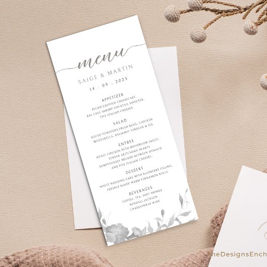 Minimalistisch Eenvoudig Bloemen Boho Bruiloft Men Menu
