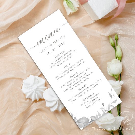 Minimalistisch Eenvoudig Bloemen Boho Bruiloft Men Menu