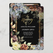 Minimalistisch Eenvoudig Bloemen Roos, Goud Lijst Kaart (Voorkant / Achterkant)