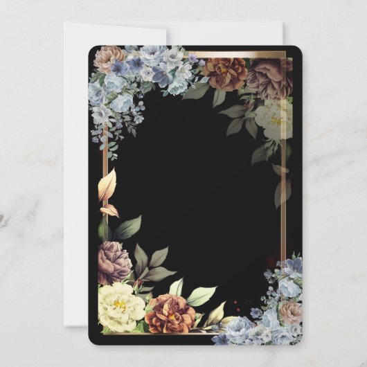 Minimalistisch Eenvoudig Bloemen Roos, Goud Lijst Kaart (Achterkant)