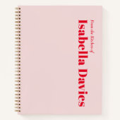 Minimalistisch Eenvoudig Blush Rood Monogram Naam Notitieboek (Voorkant)